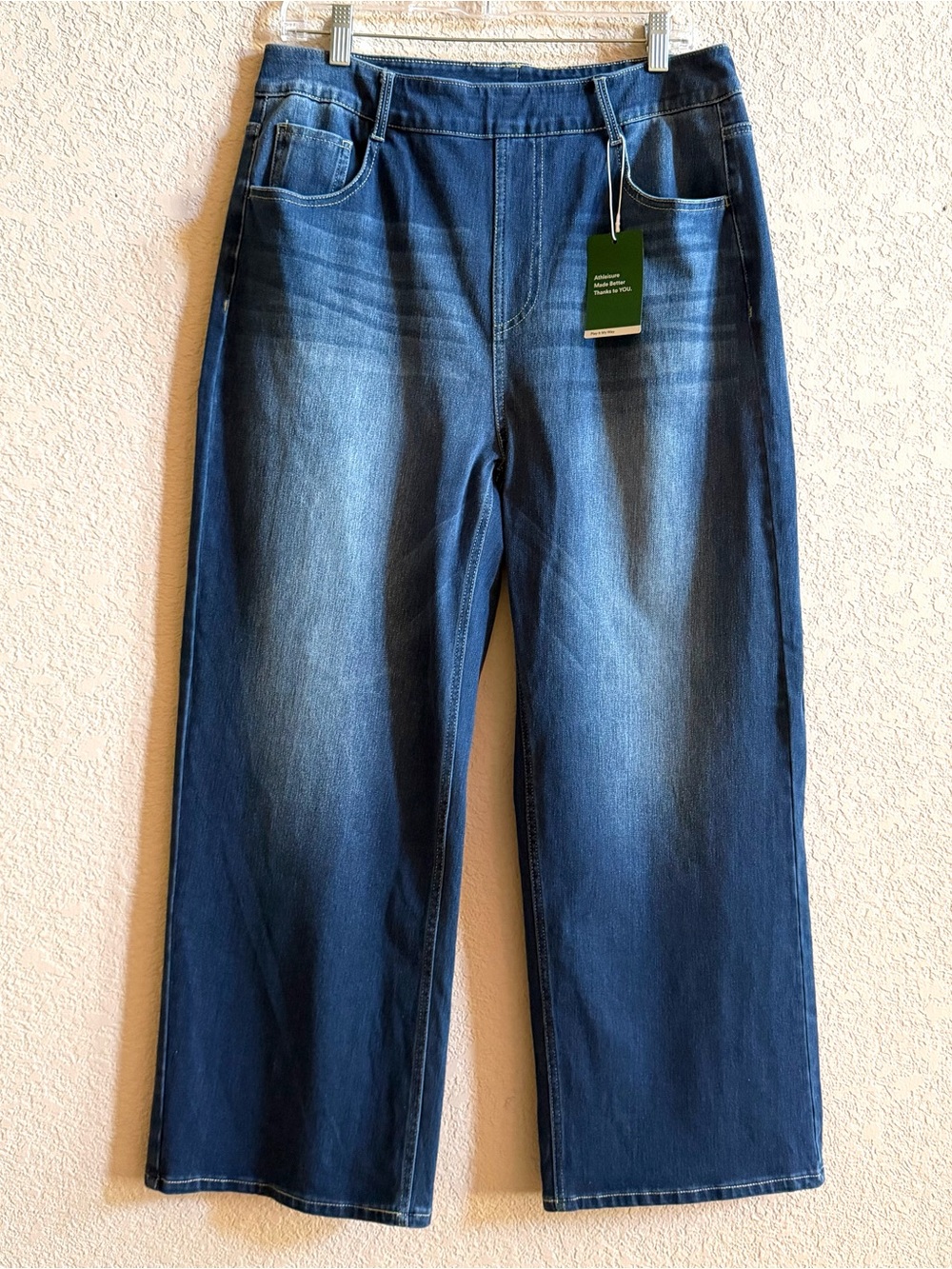 Halara Flex Mid Rise Washed Baggy Wide Leg Casual Jeans with Pockets L Regular
